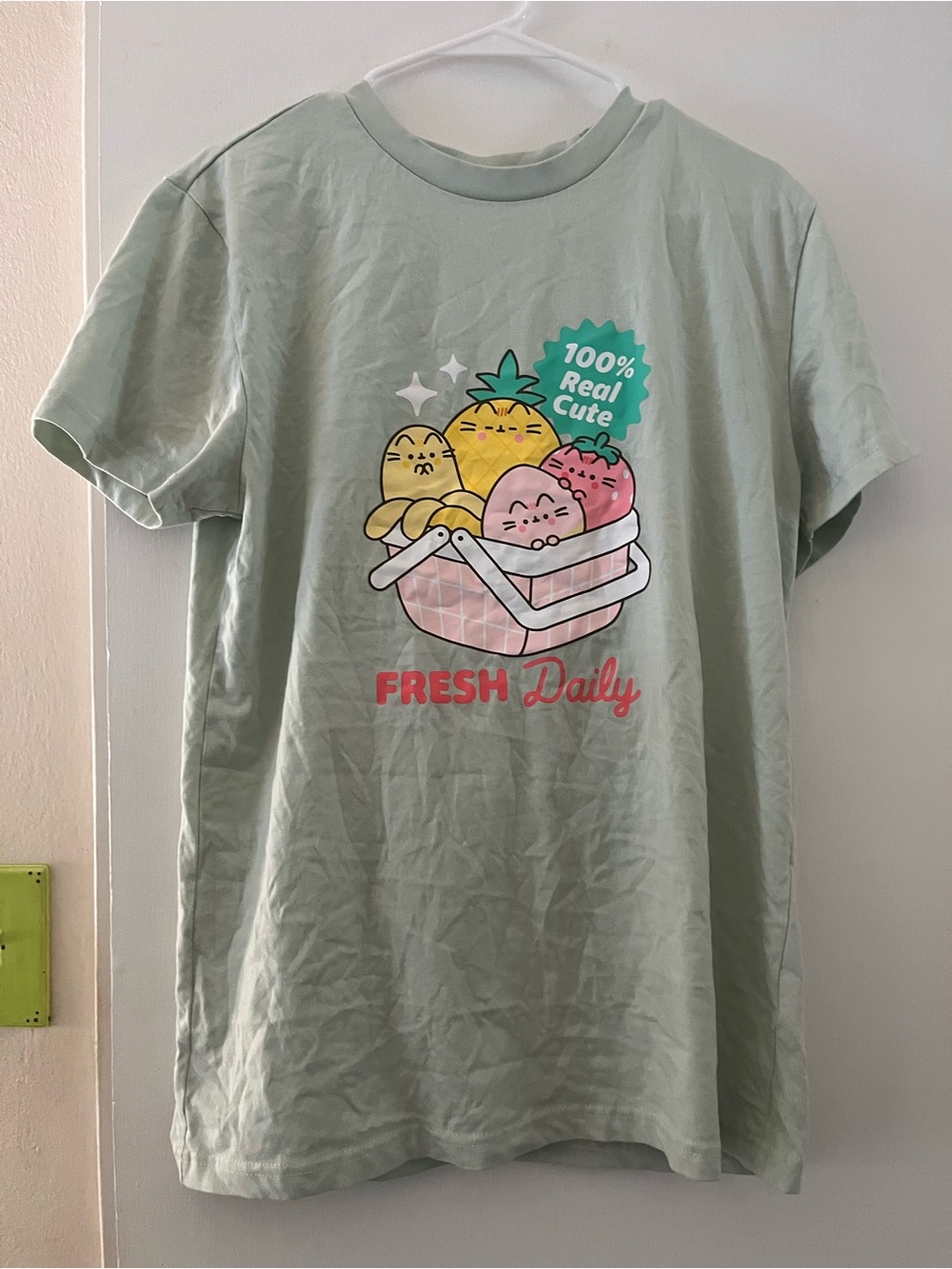 Pusheen Box Exclusive - Fresh Daily Fruits Graphic Tee Sage Green Unisex Large